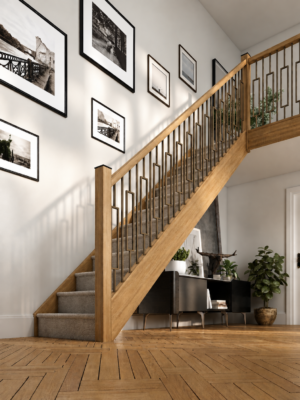 Gold Rectangle Metal Spindle Staircase Refurbishment Kit